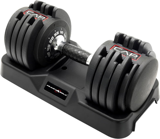 ADJUSTABELL Adjustable round Dumbbell Weights - Singles & Pairs | 12.5 Lb, 25 Lb & 55 Lb | Multiple Handle Options
